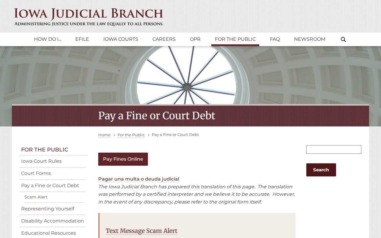 Iowa fine payment guidance