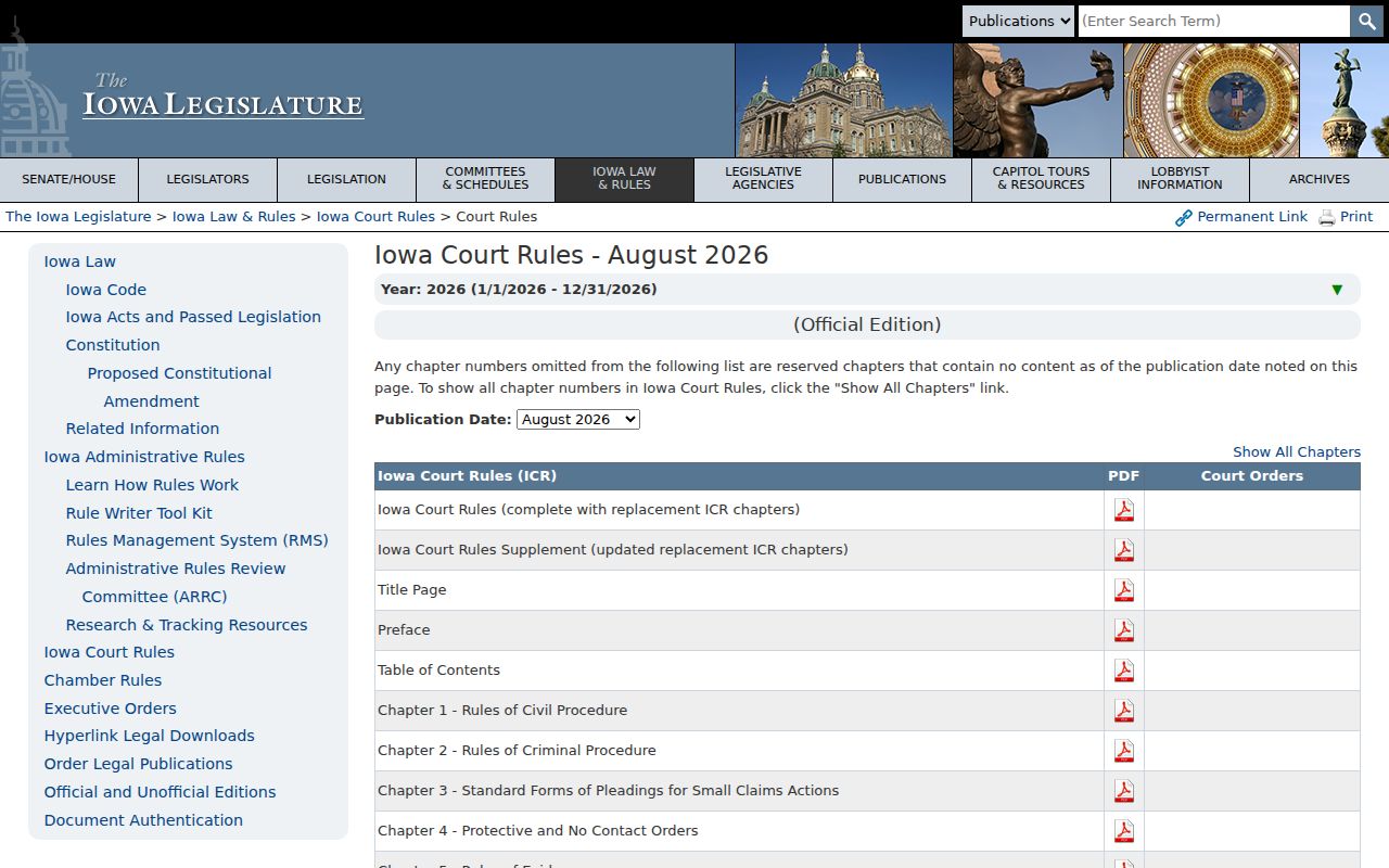 Iowa court rules list