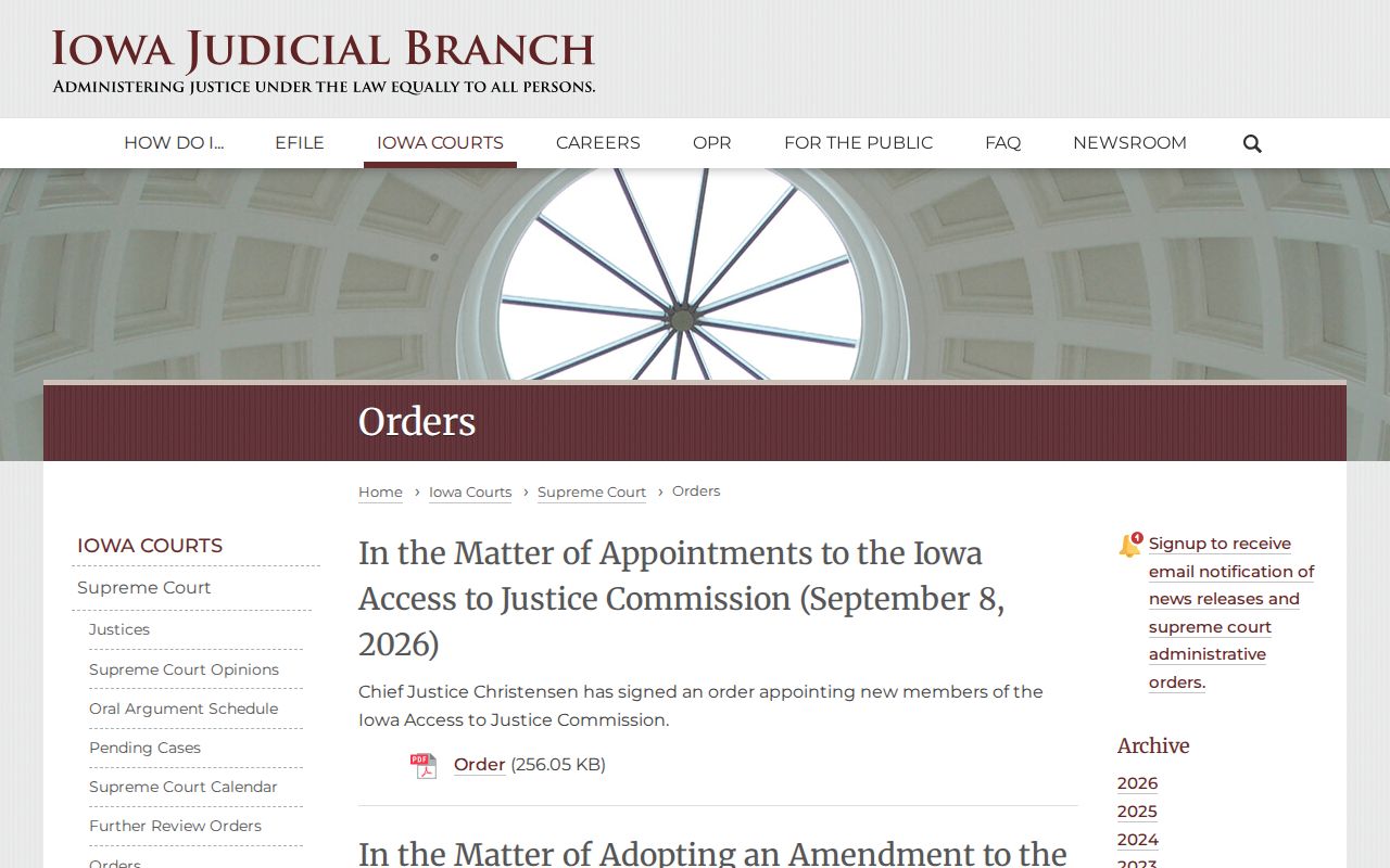 Iowa Supreme Court orders