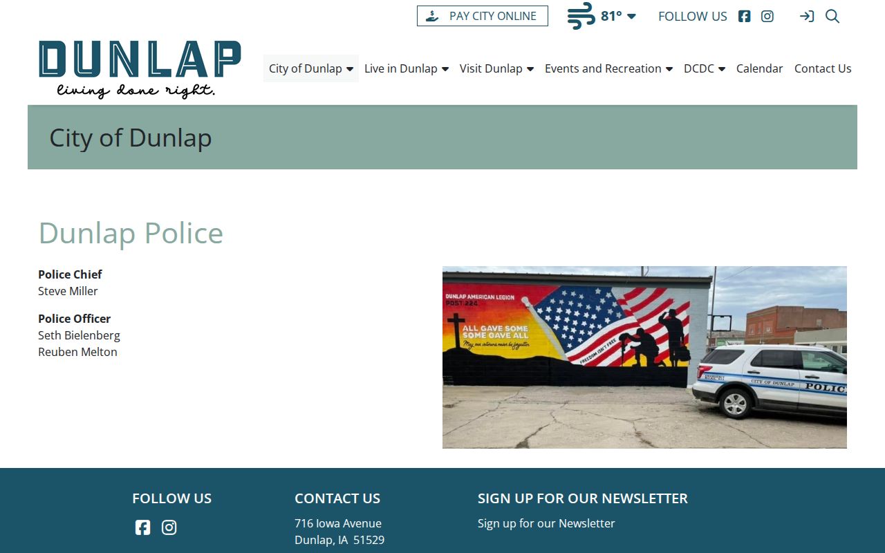 Dunlap police page