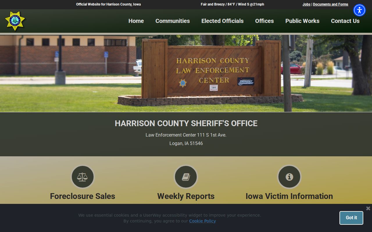 Harrison County Sheriff contact block
